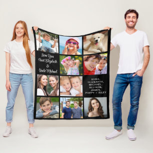 Moster farbror 10 Photo Collage Black Fleecefilt