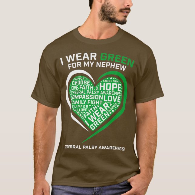 Moster farbror Grönt Ribbon Gift Nephew Cerebral T Shirt (Framsida)
