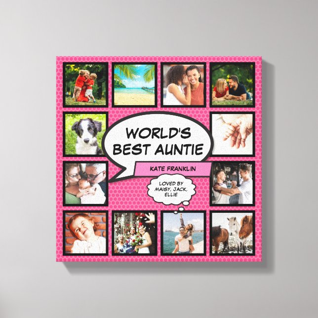 Moster Faster Pink Modern Rolig Fotokollage Canvastryck (Framsida)