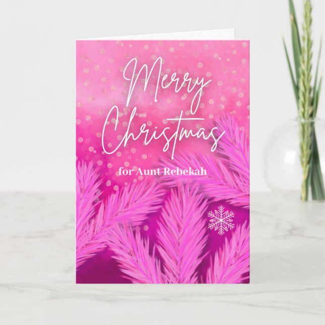 Moster God jul vid Rosa med Gräs Grenar Kort (Framsida)