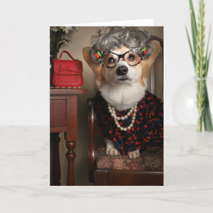 Moster Gussy corgi Hämta brunnkort Kort