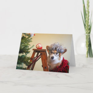 Moster Gussy Corgin dekorerar julgranen jul Kort