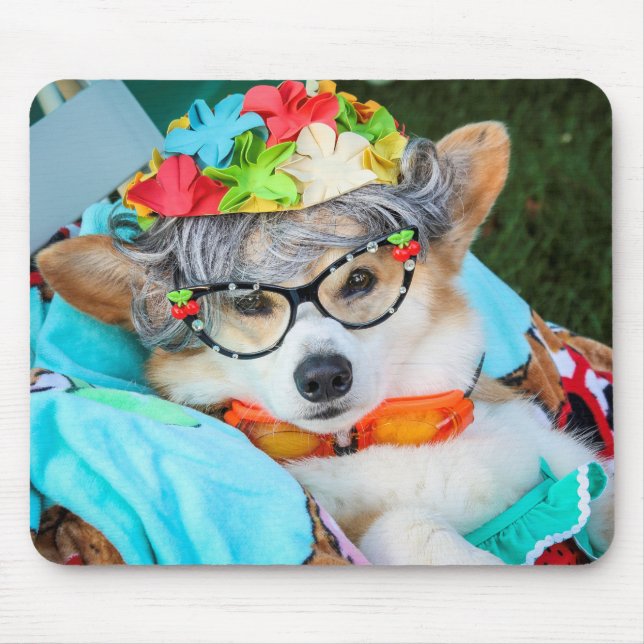 Moster Gussy som Corgimusen vadderar Musmatta (Framsidan)
