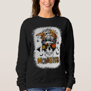 Moster Halloween Monster Rufsylt Dödskalle Blekad T Shirt