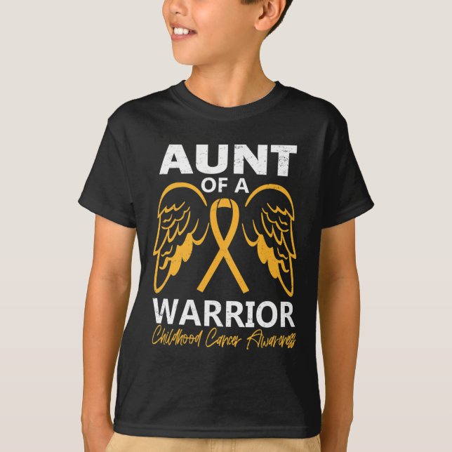 Moster i en Warrior Children Cancer Awareness Ange T Shirt (Framsida)