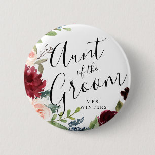 Moster i Groom Burgundy Bouquet Bröllop Knapp