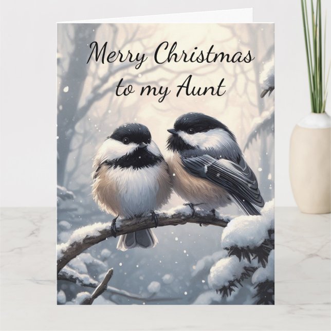 Moster jul Önskemål och Kärlek Chickadee Bird Kort (Framsida)