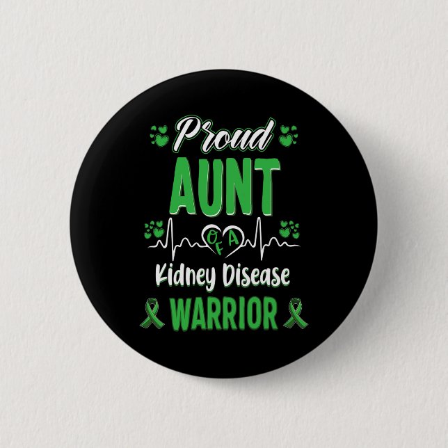 Moster Kidney Disease Warrior Awareness Ribbon Grö Knapp (Framsida)