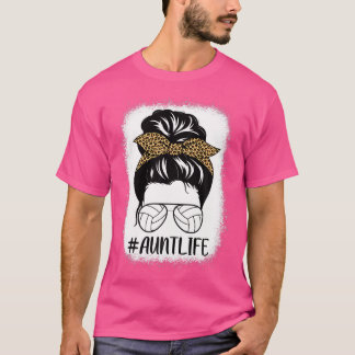 Moster Life Volleyball Bleached Messy Bun Hair Leo T Shirt