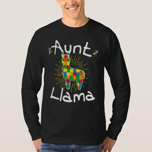 Moster Llama Puzzle Biet Ribbon Coola Autism Aware T Shirt (Framsida)