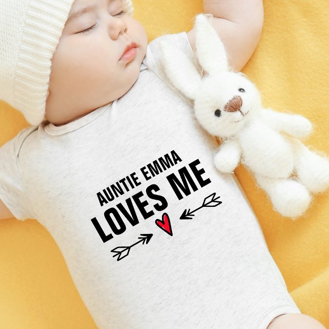 Moster Namn Älskar Mig T Shirt (Auntie Name Loves Me Baby Bodysuit)
