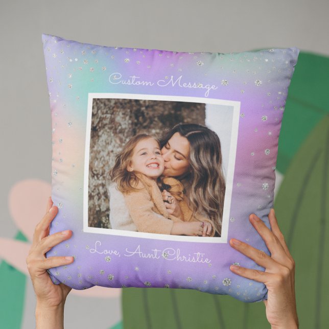 Moster Niece Anpassningsbar Photo Lila Kudde (Aunt Niece Custom Photo Purple Throw Pillow
)