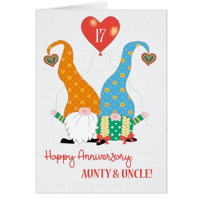 Moster och farbror Anpassningsbar årsdag för Gnome Hälsningskort (Framsidan)