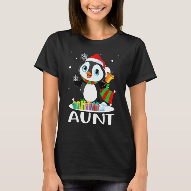Moster Penguins Santa Hat Julmatchningsfamilj T Shirt (Framsida)
