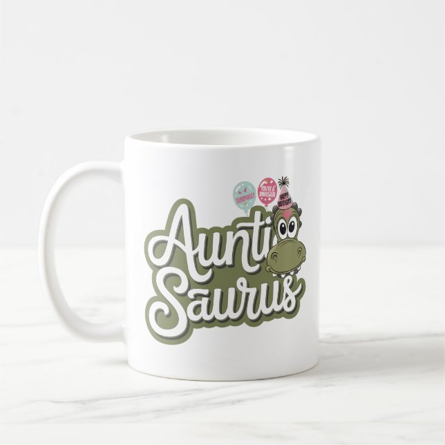 Moster Saurus Rolig dinosaur födelsedag Kaffemugg (Vänster)