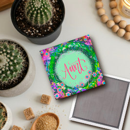 Moster Söt Blommigt Grönt Inspirief Magnet