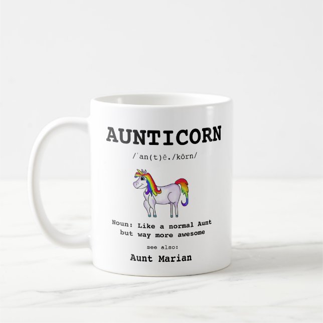 Moster Unicorn Aunticorn Definition Typography Kaffemugg (Vänster)