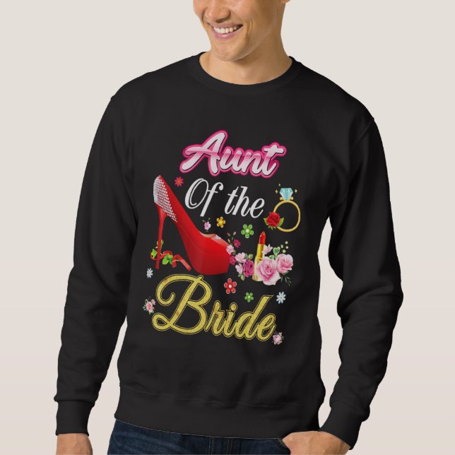 Moster vid Bride Lycklig Bröllop Flower Rosa Shoe  Lång Ärmad Tröja (Framsida)
