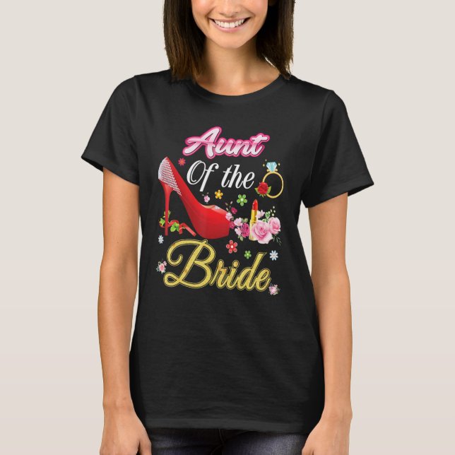 Moster vid Bride Lycklig Bröllop Flower Rosa Shoe  T Shirt (Framsida)