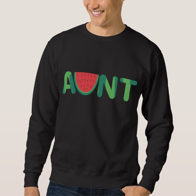 Moster Watermelon Auntie Melon Cute Graphic Lång Ärmad Tröja (Framsida)