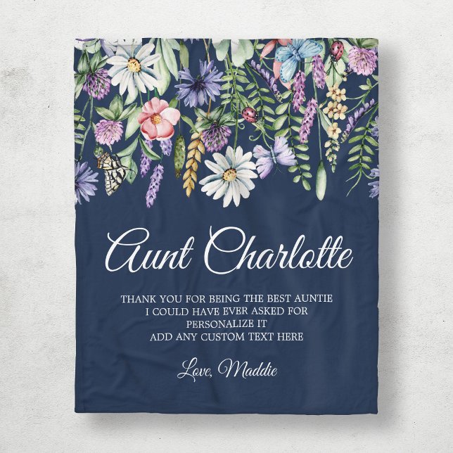 Moster Wildblommor Personlig Fleecefilt (Aunt Wildflowers Personalized Fleece Blanket
)