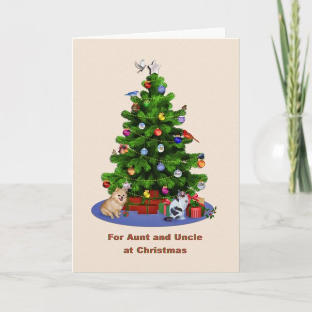 Mostern och unclen, god julträd, daltar helgkort (Framsida)
