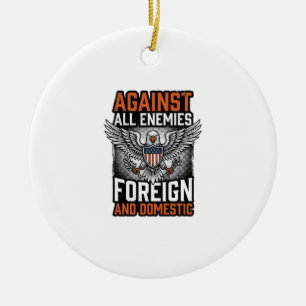 Mot alla fiender Patriotisk örn skjortdesign_1 Julgransprydnad Keramik