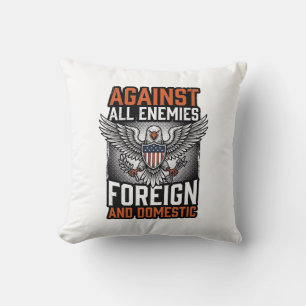 Mot alla fiender Patriotisk örn skjortdesign_1 Kudde
