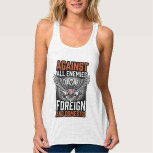 Mot alla fiender Patriotisk örn skjortdesign_1 Linne Med Racerback