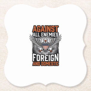 Mot alla fiender Patriotisk Örn T-Shirt Design_1 Underlägg Papper