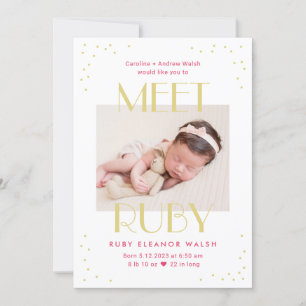 Möt Baby Editable Färg Baby Birth Notice Julkort