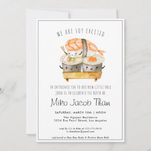 Möt Baby Sushi Baby Shower Party-inbjudan