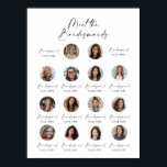Möt Bridesmaids Bröllop-skylten 14 Poster<br><div class="desc">Den här eleganten och anpassadet "Meet the Bridesmaids" är perfekten som läggs till din bröllop-dekoration. Med foton och namn från brudens sida lägger det till en personlig och snyggt beröring till din stora dag. Det här tecknet är idealiskt för att välkomna gäster till ceremonin eller mottagningen och presentera de speciella...</div>