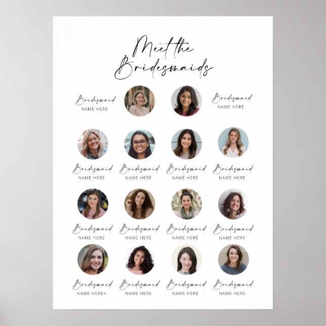 Möt Bridesmaids Bröllop-skylten 14 Poster (Framsidan)