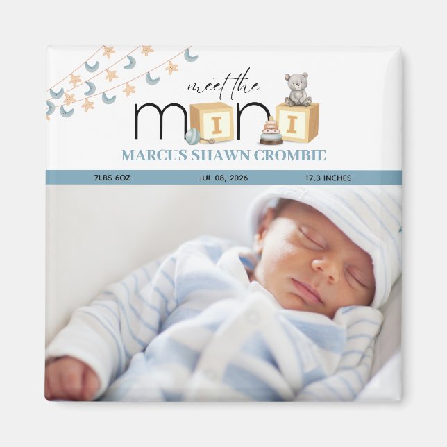 Möt den lilla blå baby magneten magnet (Framsidan)