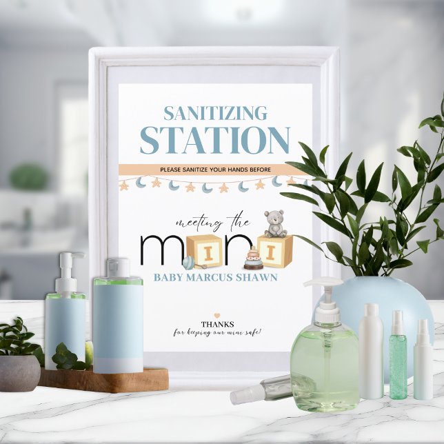 Möt den lilla blå saniteringsstation skylt (Skapare uppladdad)