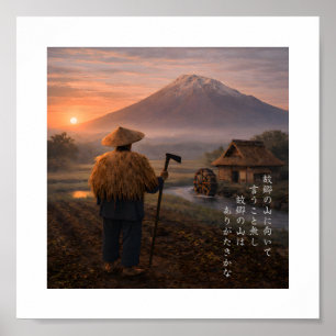 Mot hemmets berg – konsttryck Japanska Poster