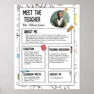 Möt läraren Modernt välkomstflygblad till skolan  Poster