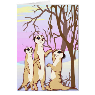 Möt meerkatsna, familj i snön hälsningskort