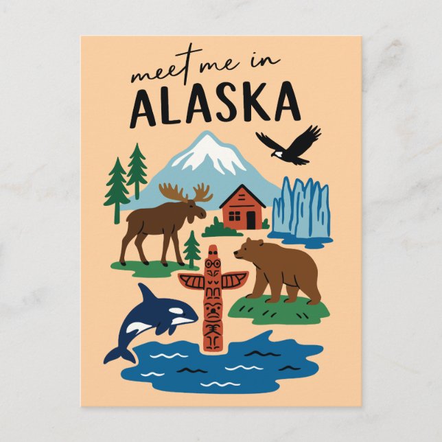 Möt Mig I Alaska Ikoner Retro Vykort (Framsida)