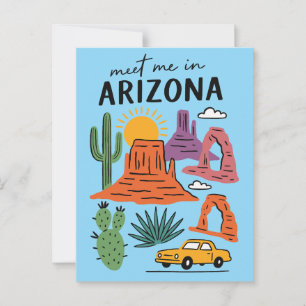 Möt mig i Arizona Retro Öken Kaktus Röda Klippor Vykort