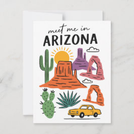 Möt mig i Arizonas ökenkaktus röda klippor Vykort