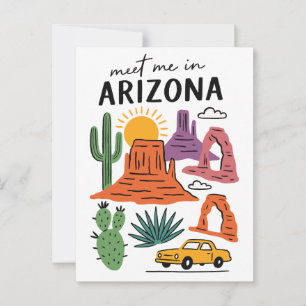Möt mig i Arizonas ökenkaktus röda klippor Vykort