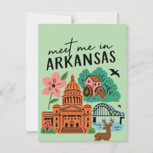 Möt mig i Arkansas Södra USA Retro Landmärken Vykort