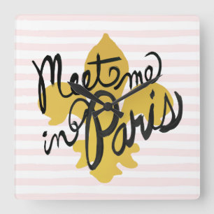 Möt mig i den Paris svarten och guld Fyrkantig Klocka