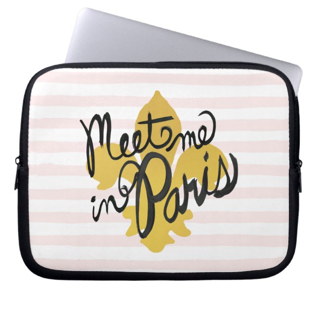 Möt mig i den Paris svarten och guld Laptop Sleeve (Framsidan)