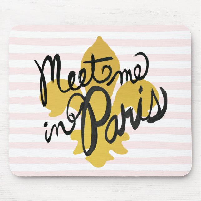 Möt mig i den Paris svarten och guld Musmatta (Framsidan)