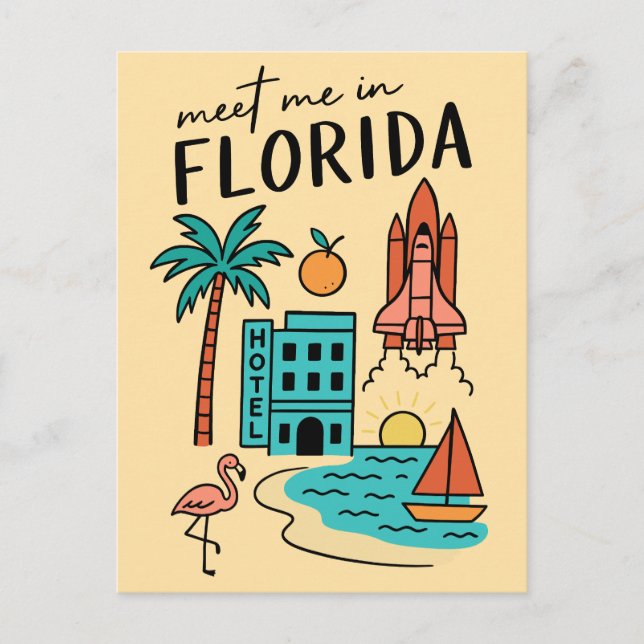 Möt mig i Florida Beach Vacation Miami Flamingo Vykort (Framsida)