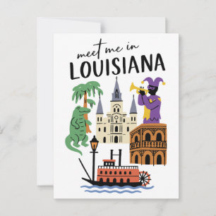 Möt mig i Louisiana Mardi Gras Alligatorjazz Vykort