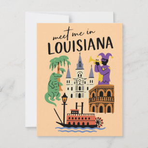 Möt mig i Louisiana New Orleans Jazz Bayou Vykort
